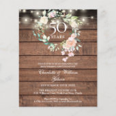 Budget Rustieke Bloem 50ste Verjaardagsuitnodiging (Voorkant)