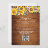 Budget Rustieke bloem hout QR Code Huwelijk Kaart (Achterkant)