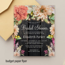Budget rustieke bloem houten bruidsdouche uitnodig