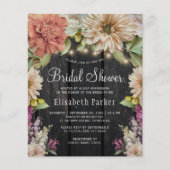 Budget rustieke bloem houten bruidsdouche uitnodig flyer (Voorkant)