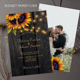 Budget rustieke bloem houten FOTO trouw uitnodigin Flyer
