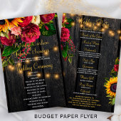 Budget rustieke bloemenhouten lampen bruiloft prog flyer