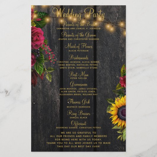 Budget rustieke bloemenhouten lampen bruiloft prog flyer (Achterkant)