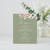 Budget Rustieke Bloemsalie Groen Trouwmenu (Staand voorkant)