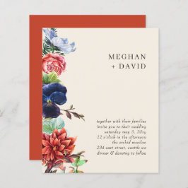 Budget Rustieke Blooms Floral Bruiloft Uitnodiging