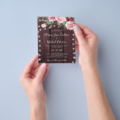 Budget rustieke blos bordeauxrode trouwuitnodiging flyer (Hand)
