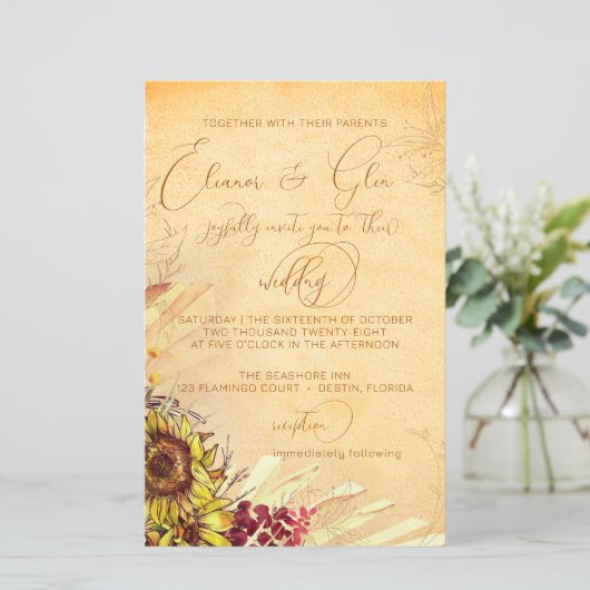 Budget Rustieke Boheemse Zonnebloem Huwelijk (Staand voorkant)