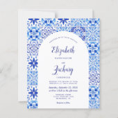 Budget Rustieke Boog Blauwe Azulejos QR Code Trouw (Voorkant)