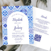 Budget Rustieke Boog Blauwe Azulejos QR Code Trouw