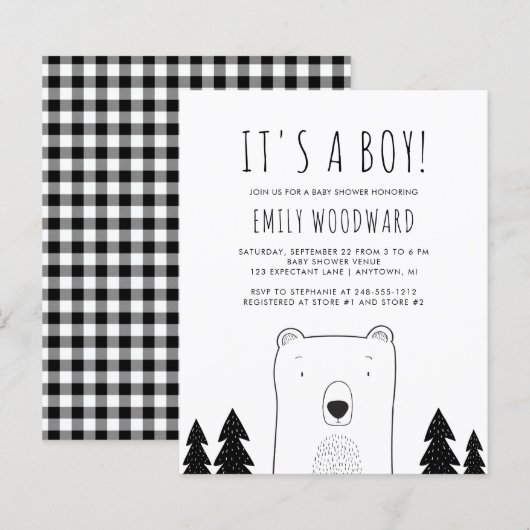 Budget Rustieke Bos Beer Jongens Baby Shower (Voorkant / Achterkant)