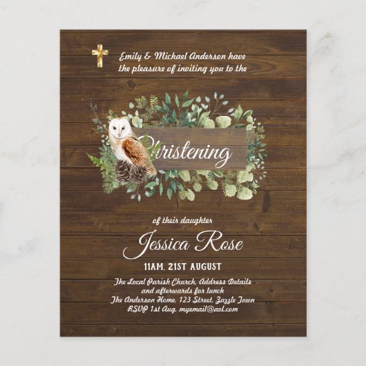 BUDGET Rustieke Bos Uitnodiging Doop  (Voorkant)