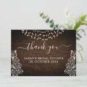 Budget Rustieke Bosrijke Lichtslinger Kant Houten  Bedankkaart (Staand voorkant)