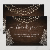 Budget Rustieke Bosrijke Lichtslinger Kant Houten  Bedankkaart (Voorkant / Achterkant)