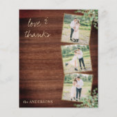 Budget Rustieke bruiloft 3 foto's Dank u kaarten (Voorkant)