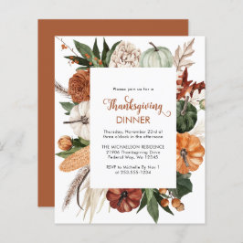 Budget rustieke bruin Thanksgiving diner uitnodige