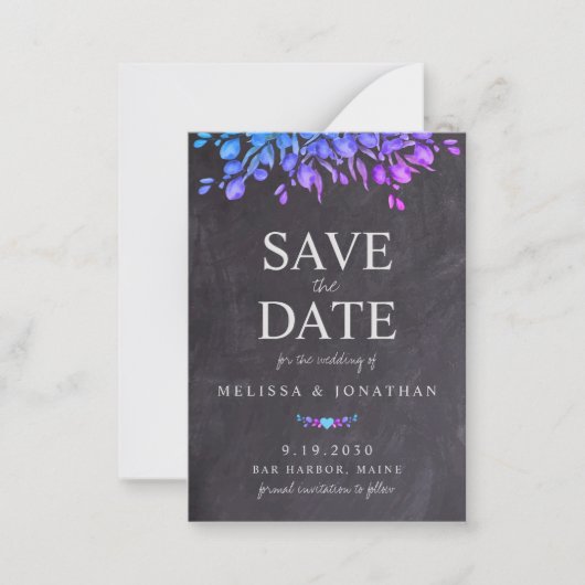 Budget Rustieke Chalkboard Floral Save The Date Notitiekaartje (Voorkant)