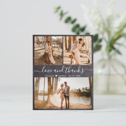 Budget rustieke collage bruiloft dank u papier (Staand voorkant)
