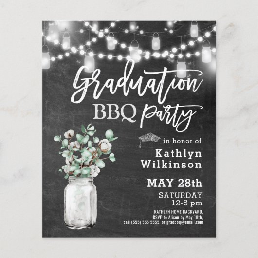 BUDGET Rustieke Eucalyptus Afstuderen BBQ Uitnodig (Voorkant)