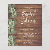 Budget rustieke eucalyptus bruidsdouche uitnodigin flyer (Voorkant)