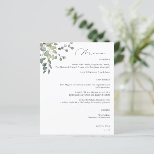 Budget Rustieke Eucalyptus Menu (Staand voorkant)