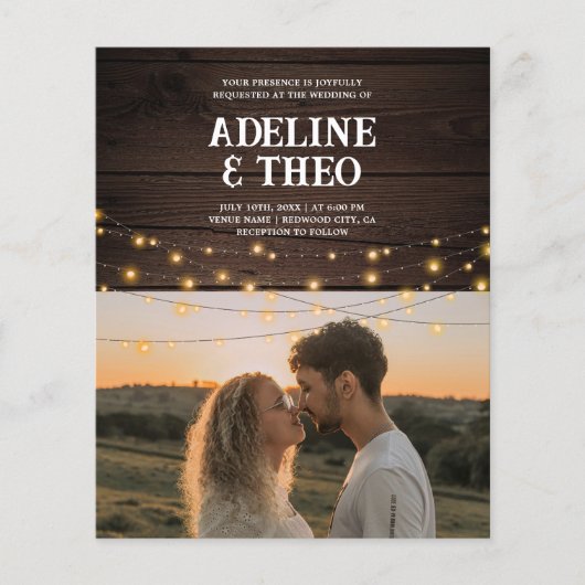 Budget rustieke foto bruiloft flyer (Voorkant)