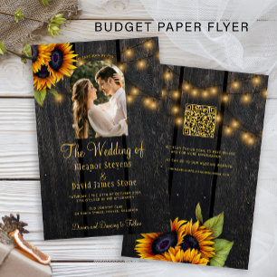 Budget rustieke foto QR RSVP trouwuitnodiging Flyer