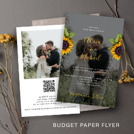 Budget rustieke foto QR RSVP trouwuitnodiging Flyer