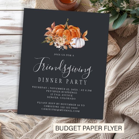 Budget rustieke Friendsgiving diner uitnodiging Flyer