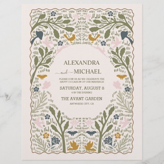 Budget Rustieke Green Woodland Varen Bruiloft Flyer (Voorkant)