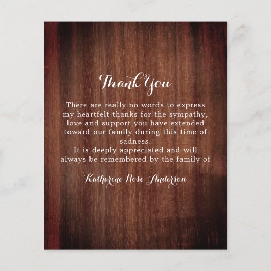 Budget Rustieke groen Begrafenis Dank u Kaarten (Achterkant)