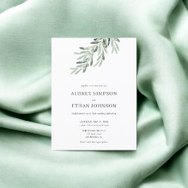 Budget Rustieke Groen Olijf Huwelijk Uitnodiging Briefkaart