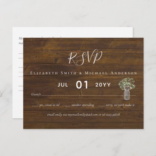 Budget Rustieke Gypsophila Metselwerk Trouw-Huweli Briefkaart (Voorkant / Achterkant)