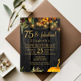 Budget rustieke herfst 75 verjaardagsuitnodiging