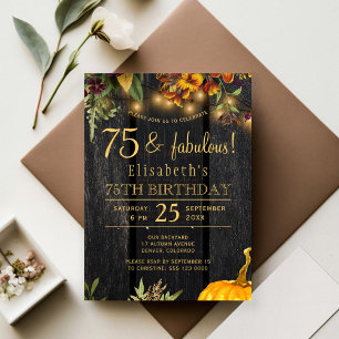 Budget rustieke herfst 75 verjaardagsuitnodiging