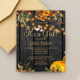 Budget rustieke herfst babyshower uitnodiging voor