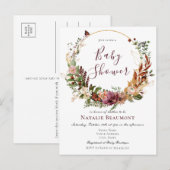 Budget Rustieke Herfst Bloemstuk & Groene Baby Sho Uitnodiging Briefkaart (Voorkant / Achterkant)