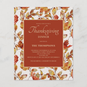 Budget rustieke herfstblad Thanksgiving uitnodigin Flyer