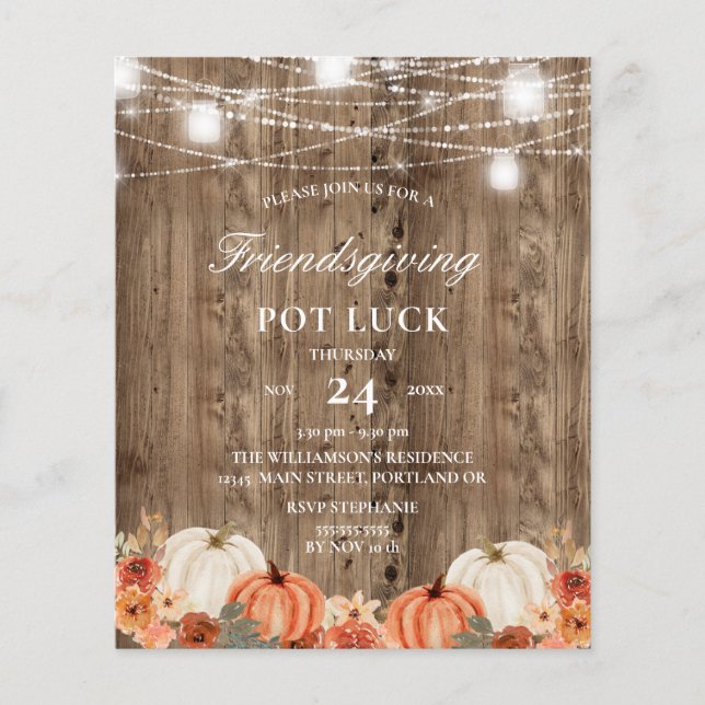 Budget Rustieke Houten Bloemstuk Friendsgiving Pot (Voorkant)