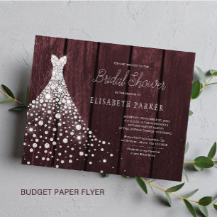 Budget rustieke houten bruidsdouche uitnodiging fl flyer