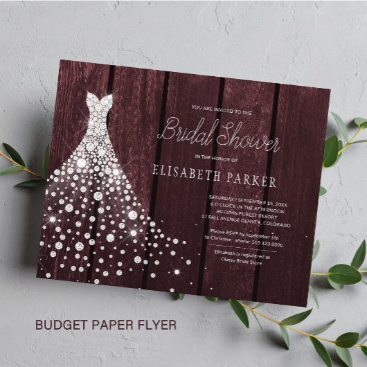 Budget rustieke houten bruidsdouche uitnodiging fl flyer