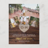 Budget Rustieke Houten Fotocollage Gegraveerde Har Briefkaart (Voorkant)