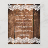 Budget Rustieke Houten Kant Huwelijksuitnodiging (Voorkant)