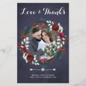 Budget rustieke kerstfoto bruiloft dank u (Voorkant)