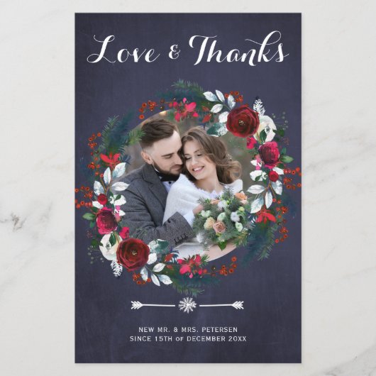 Budget rustieke kerstfoto bruiloft dank u (Voorkant)