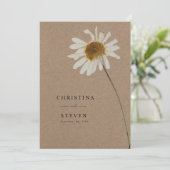 Budget rustieke kraft gedroogde zonnebloem bruilof kaart (Staand voorkant)