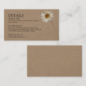 Budget rustieke kraft zonnebloem bruiloft details informatiekaartje (Voorkant / Achterkant)