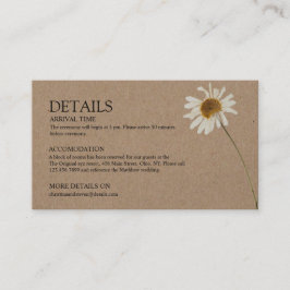 Budget rustieke kraft zonnebloem bruiloft details informatiekaartje