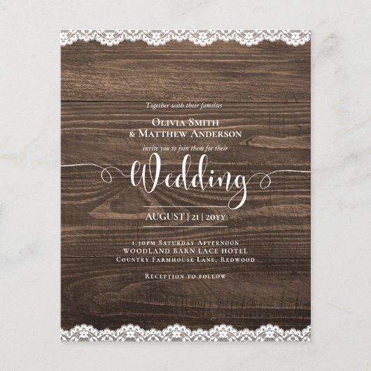 BUDGET Rustieke Lace Barn Boerderij Land Bruiloft (Voorkant)