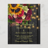 Budget rustieke land zonnebloem rozen houten bruil flyer (Voorkant)