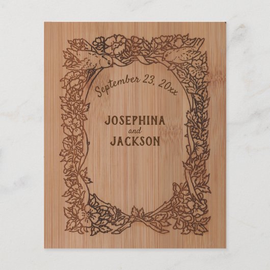 Budget rustieke laser gesneden vogel bloemenbruilo (Achterkant)